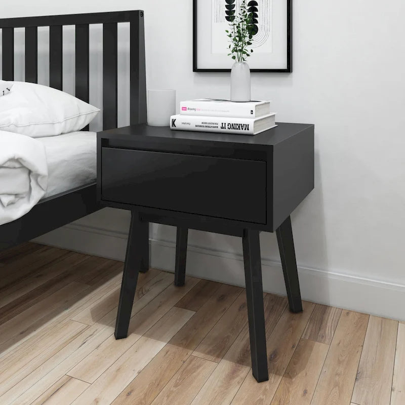Plank and Beam Scandinavian Nightstand with 1 Drawer