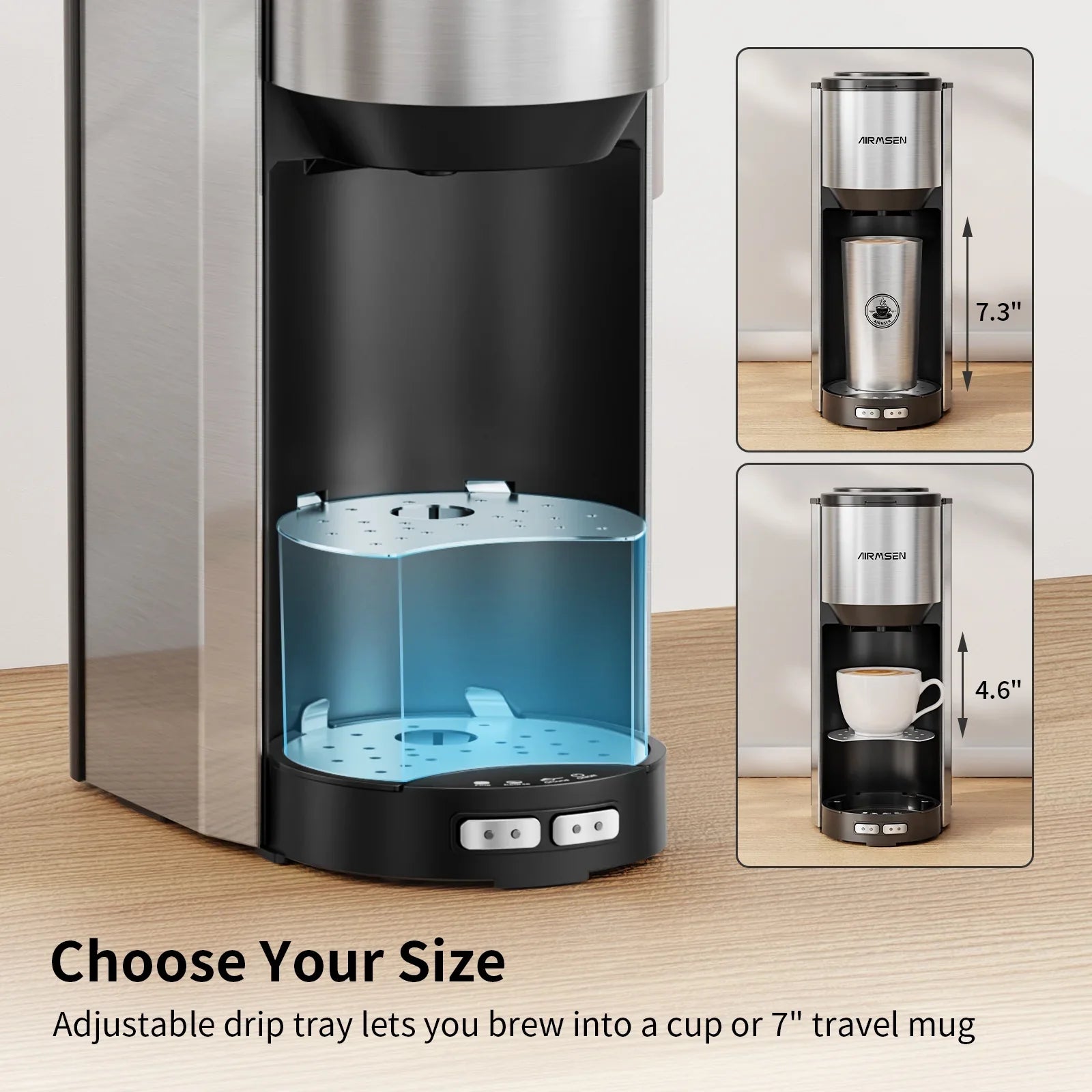 Single Serve Coffee Maker with Grinder - Beans & Ground Include Travel Mug