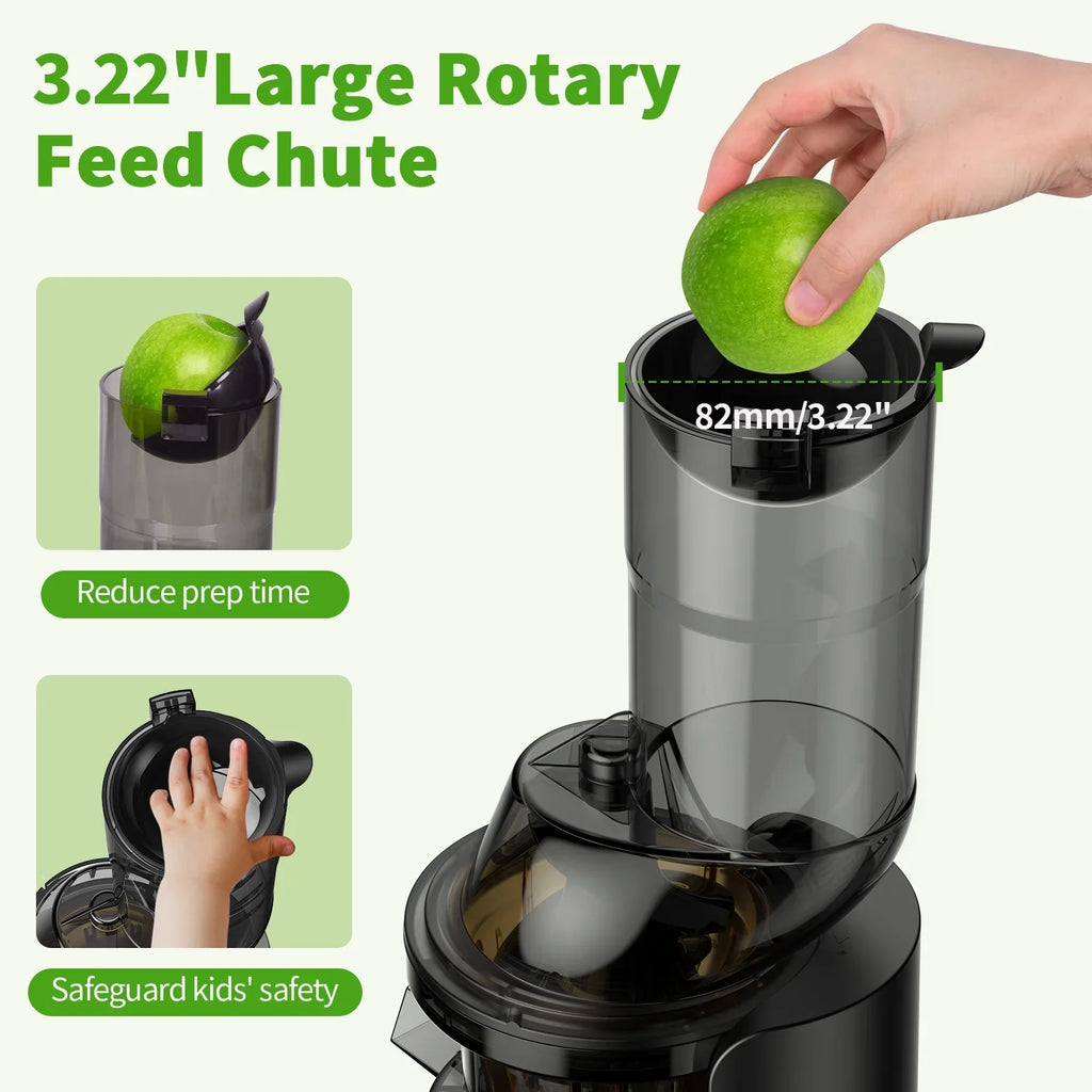 Cold Press Juicer Machine with Big Wide 82mm Chute, BPA-Free