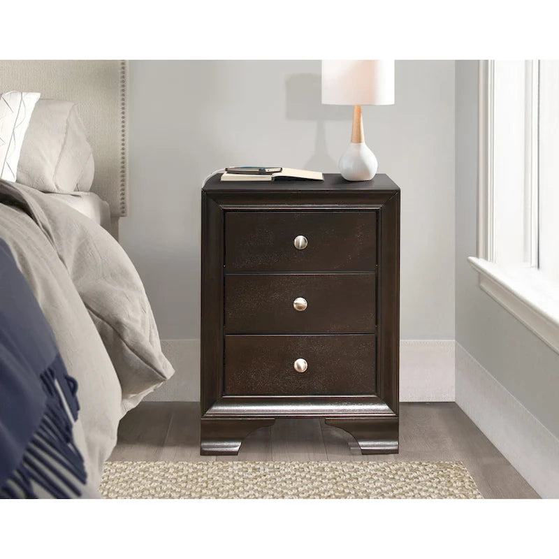 Transitional Wooden Nightstand, Bedside Storage with USB Ports, Living Room Side Table with Drawers, Sofa Table