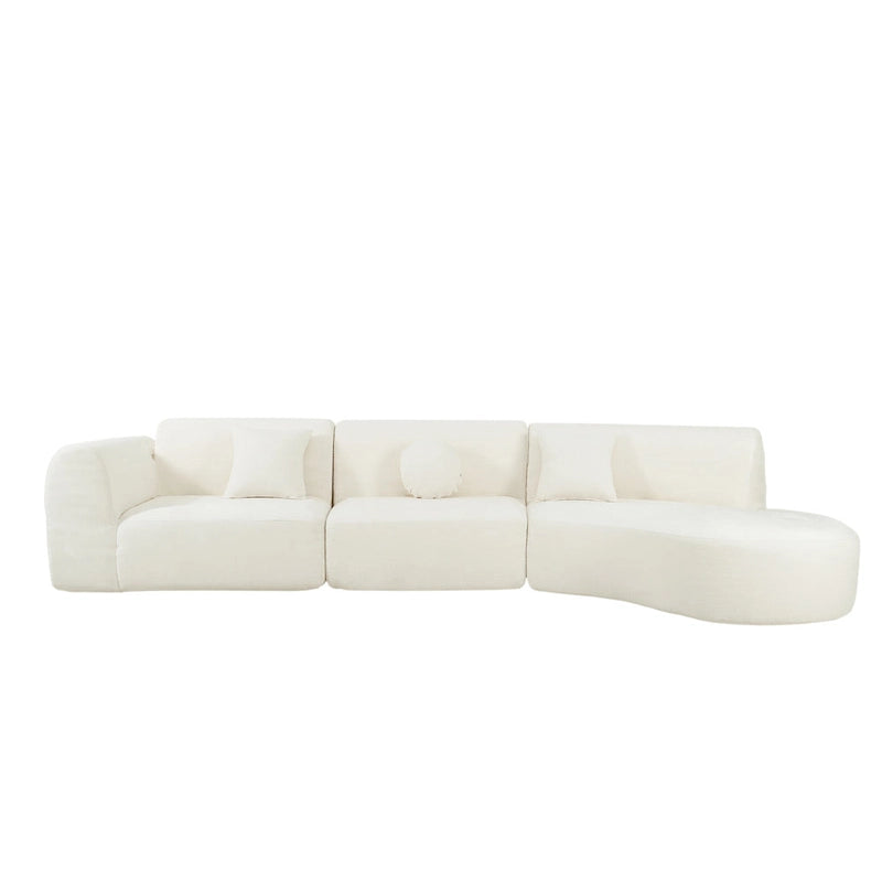 Christopher Knight Home- Buker Curved Polyester Sectional Sofa