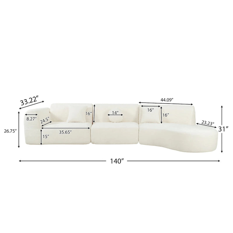 Christopher Knight Home- Buker Curved Polyester Sectional Sofa