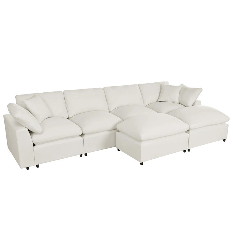134.40 Modern U-Shaped 6 Seater Sectional Sofa with 2 Large Chaises, Removable Ottomans and Soft Cushions