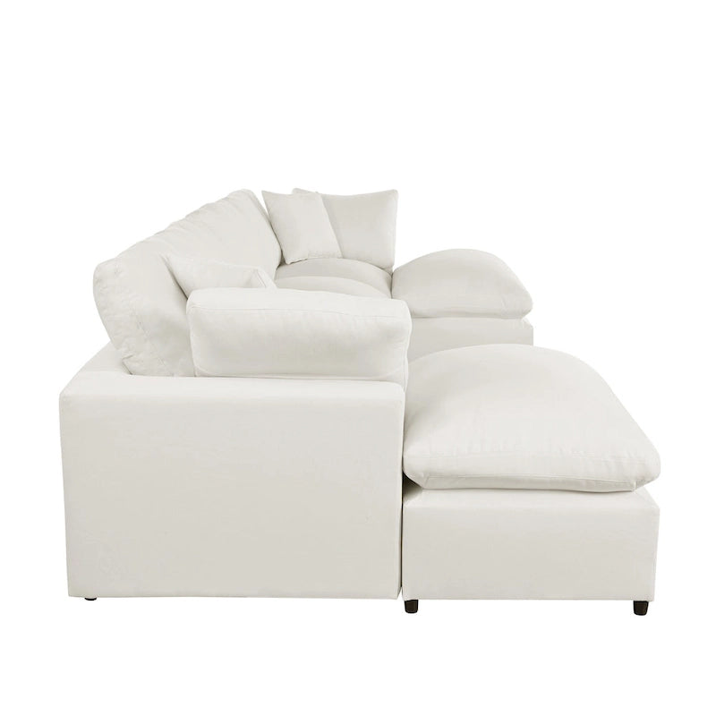 134.40 Modern U-Shaped 6 Seater Sectional Sofa with 2 Large Chaises, Removable Ottomans and Soft Cushions