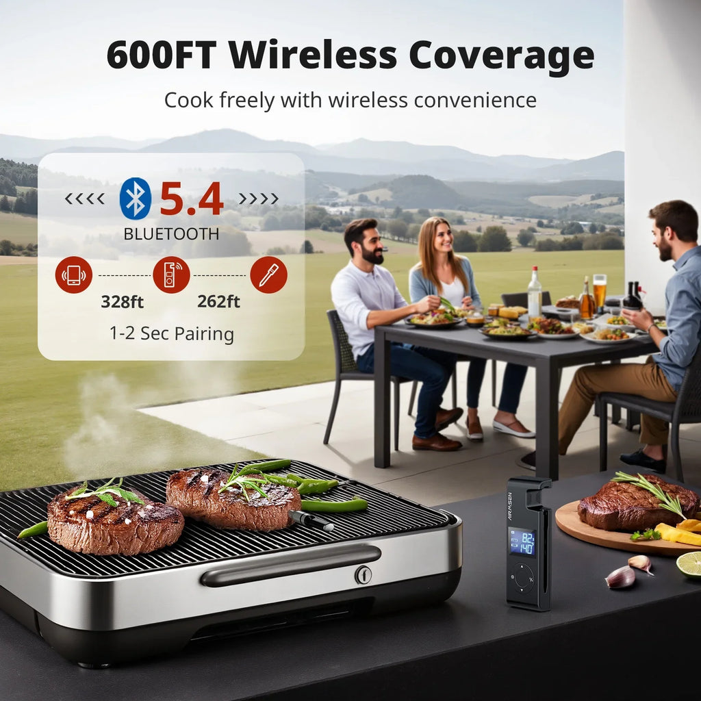 600FT Wireless Meat Thermometer with Standalone Display, Bluetooth 5.4