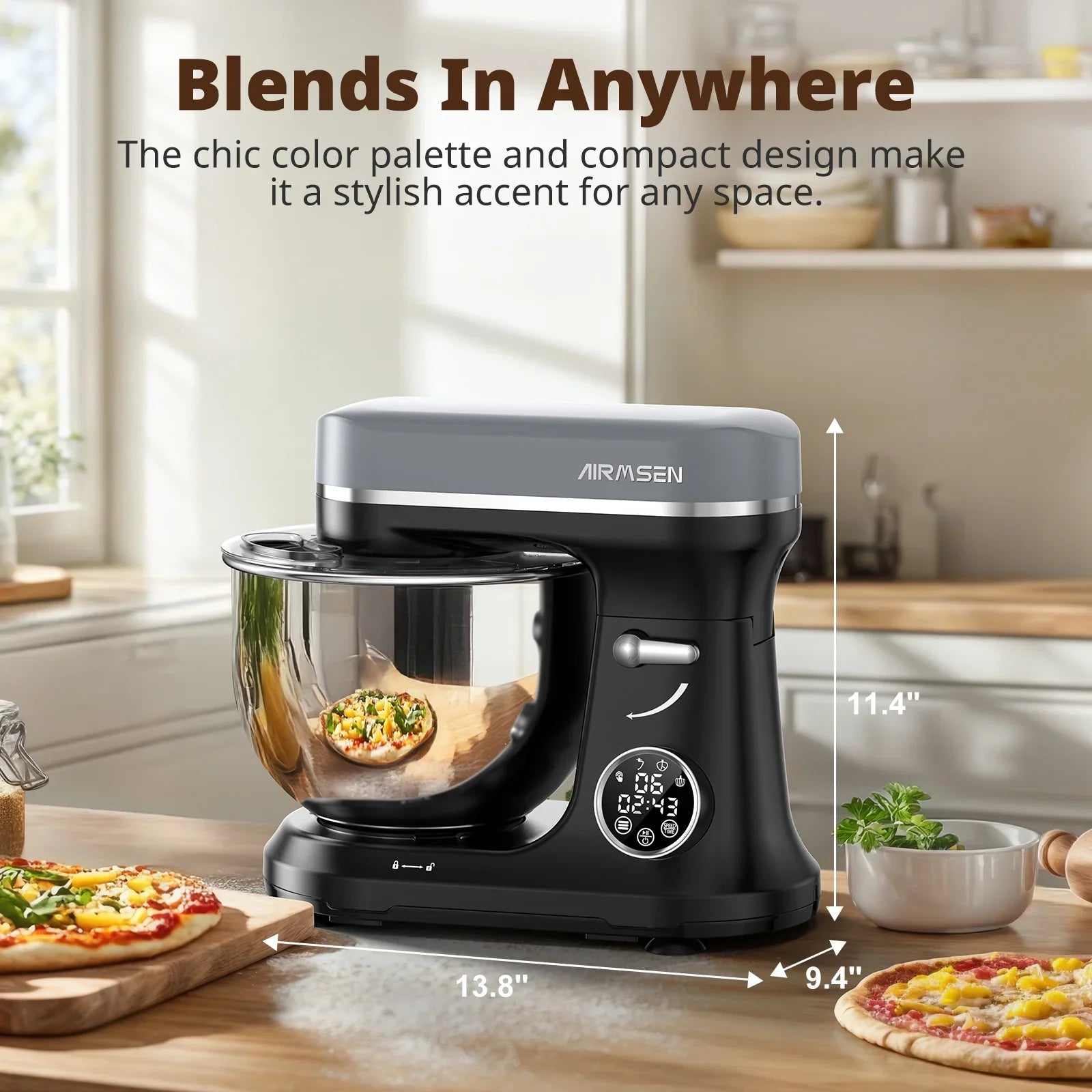 Stand Mixer with Timer, 11-Speed Electric Mixer for Kitchen, 5.5 QT Cake Mixer