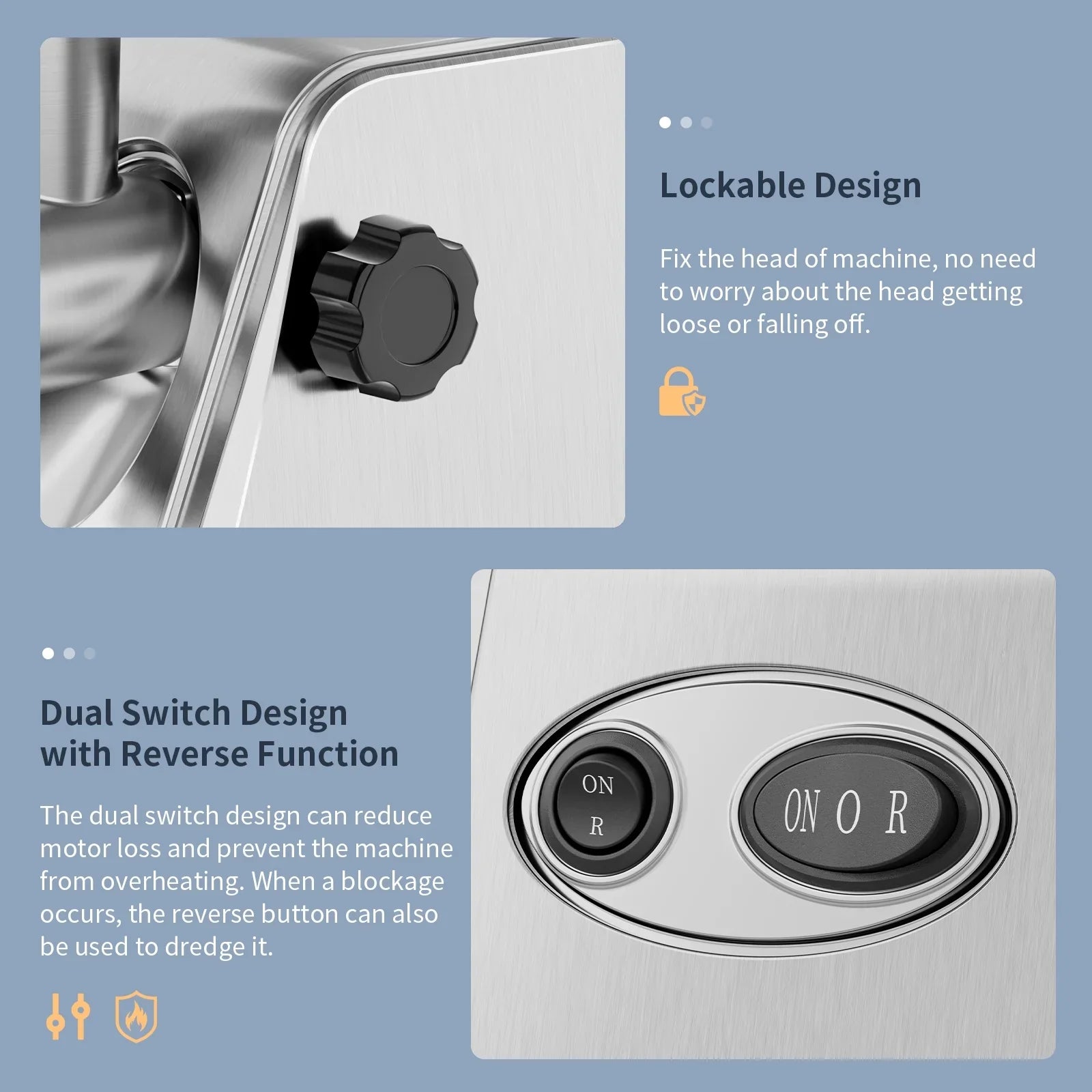 Stainless Steel Meat Grinder, Electric 3 in 1 Meat Mincer with 2 Blades & 3 Plates, Sausage & Kubbe Maker Kit