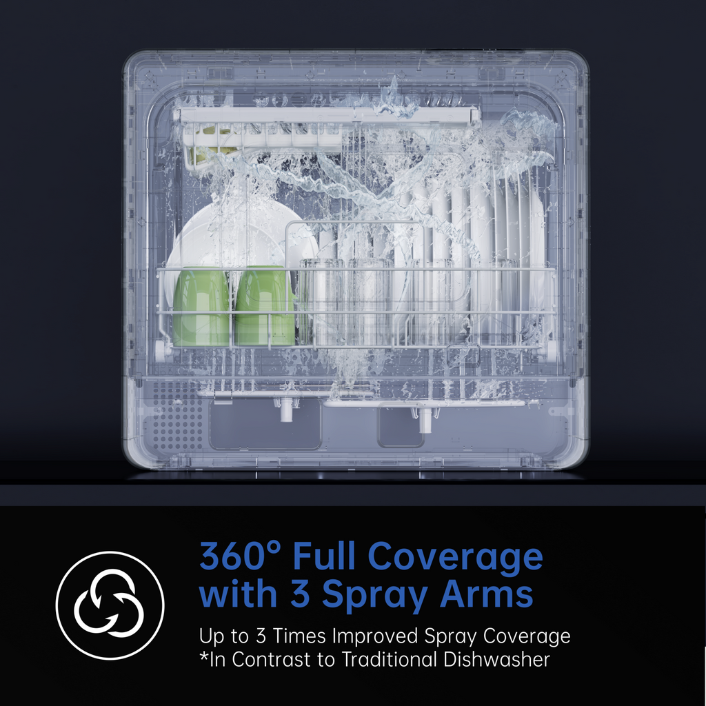 Ultra Narrow Countertop Dishwasher with Built-in Water Tank, 5 Place Settings