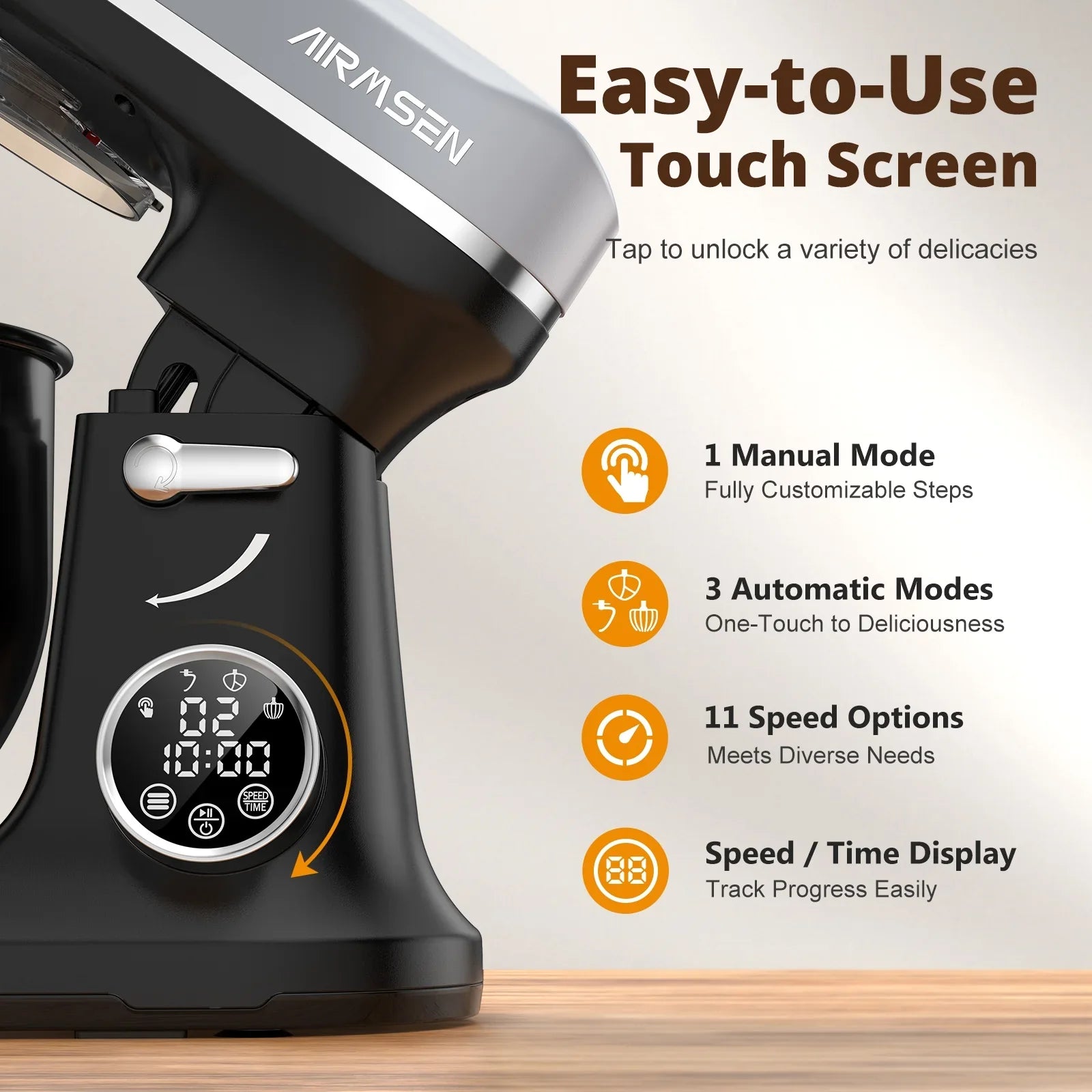 Stand Mixer with Timer, 11-Speed Electric Mixer for Kitchen, 5.5 QT Cake Mixer