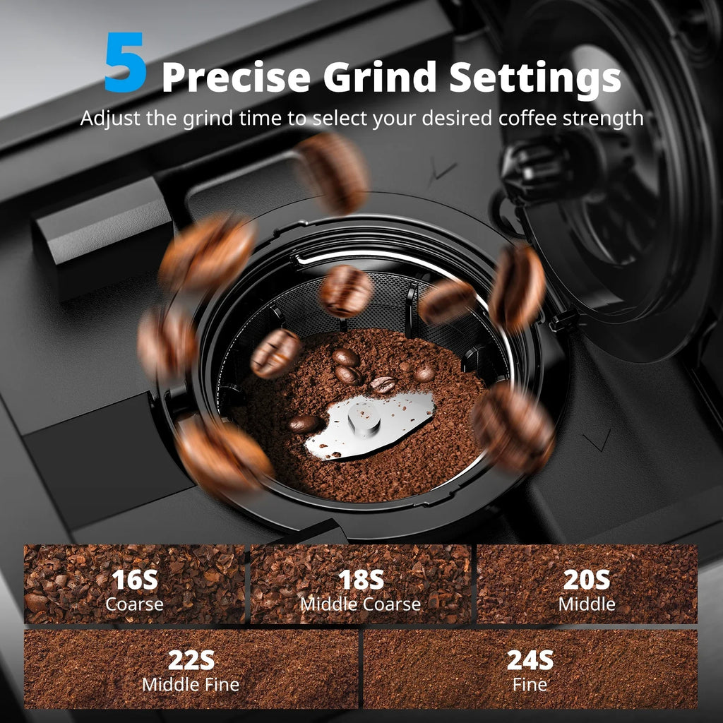 Single Serve Coffee Maker with Grinder - Grinder for K Pods, Ground Coffee, Teas
