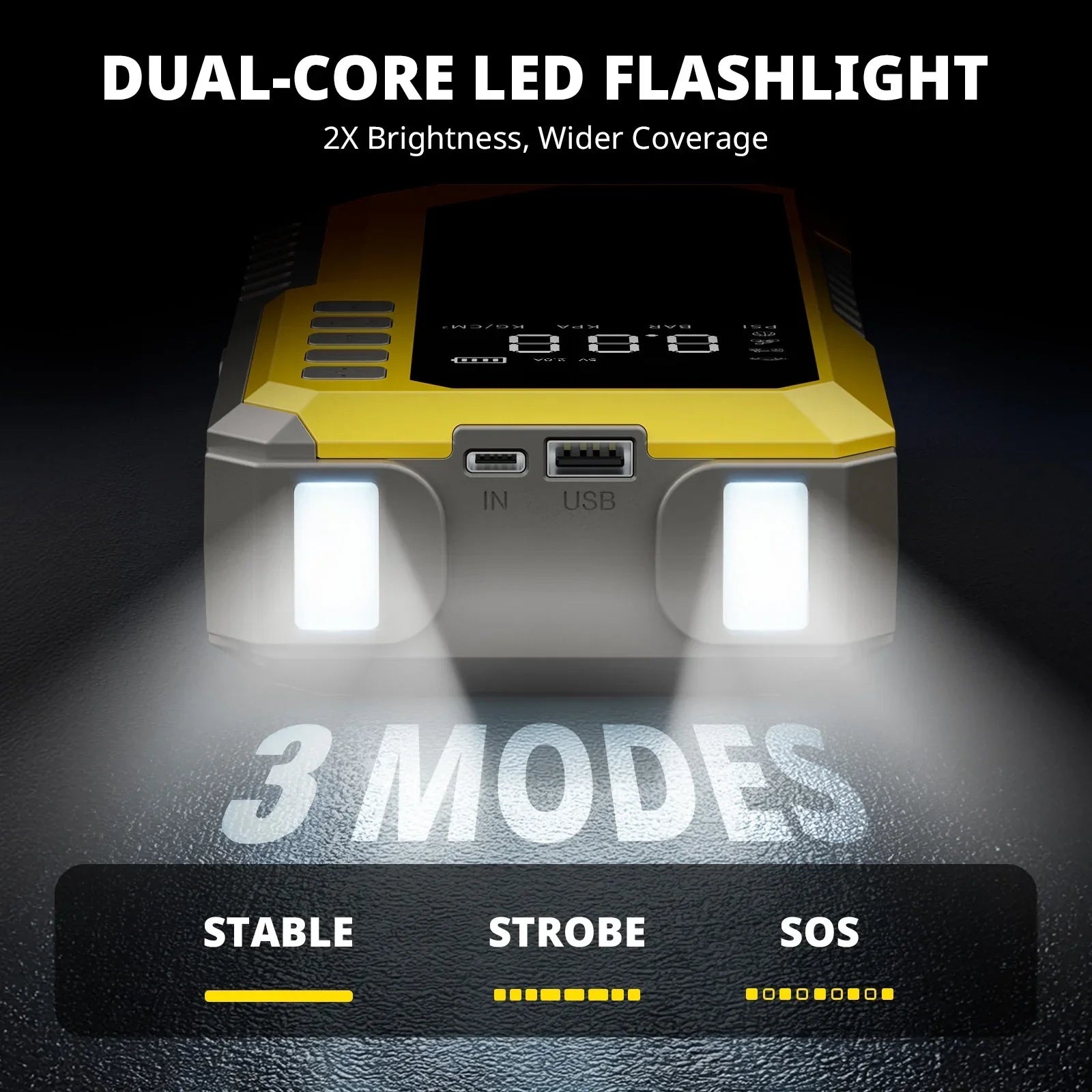 4500A Car Jump Starter with 190PSI Air Compressor, 88Wh Lithium Battery