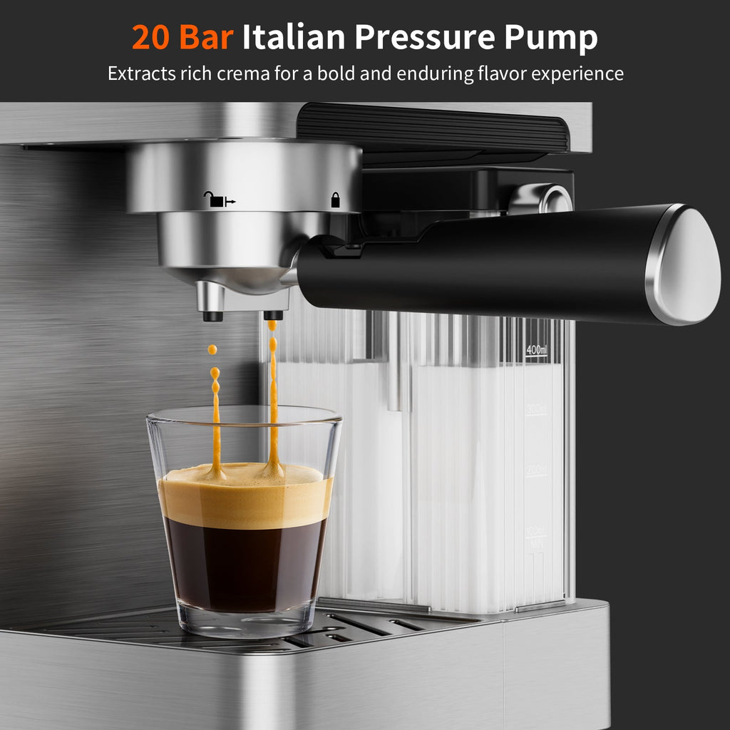 Espresso Machine with Color Touchscreen, 20 Bar Cappuccino Latte Machines with Automatic Milk Frother