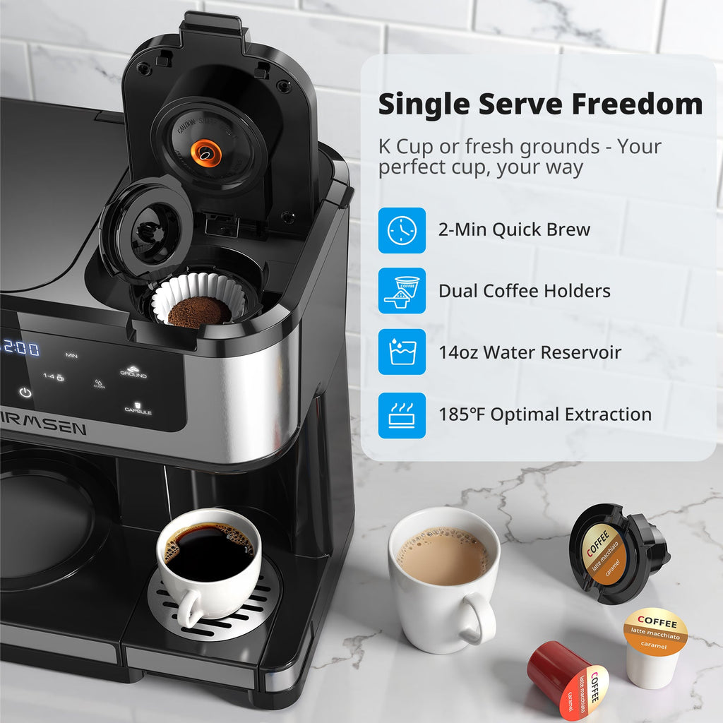 12-Cup Drip Coffee Maker with K Cup Combo, Programmable Coffee Machine, Single Serve or Coffee Pot
