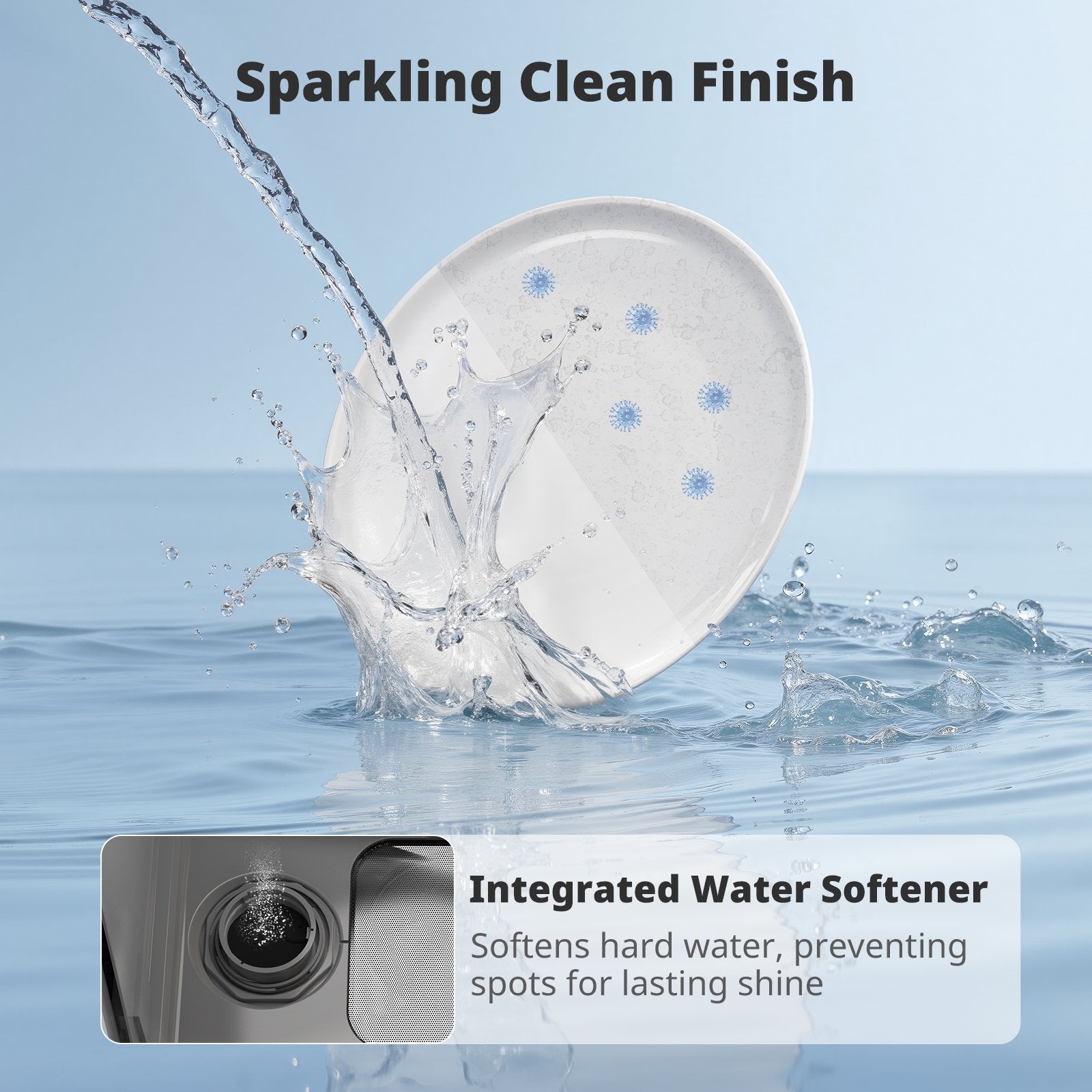 Countertop Dishwasher with Salt Chamber, 5L Built-in Water Tank, TDQR09