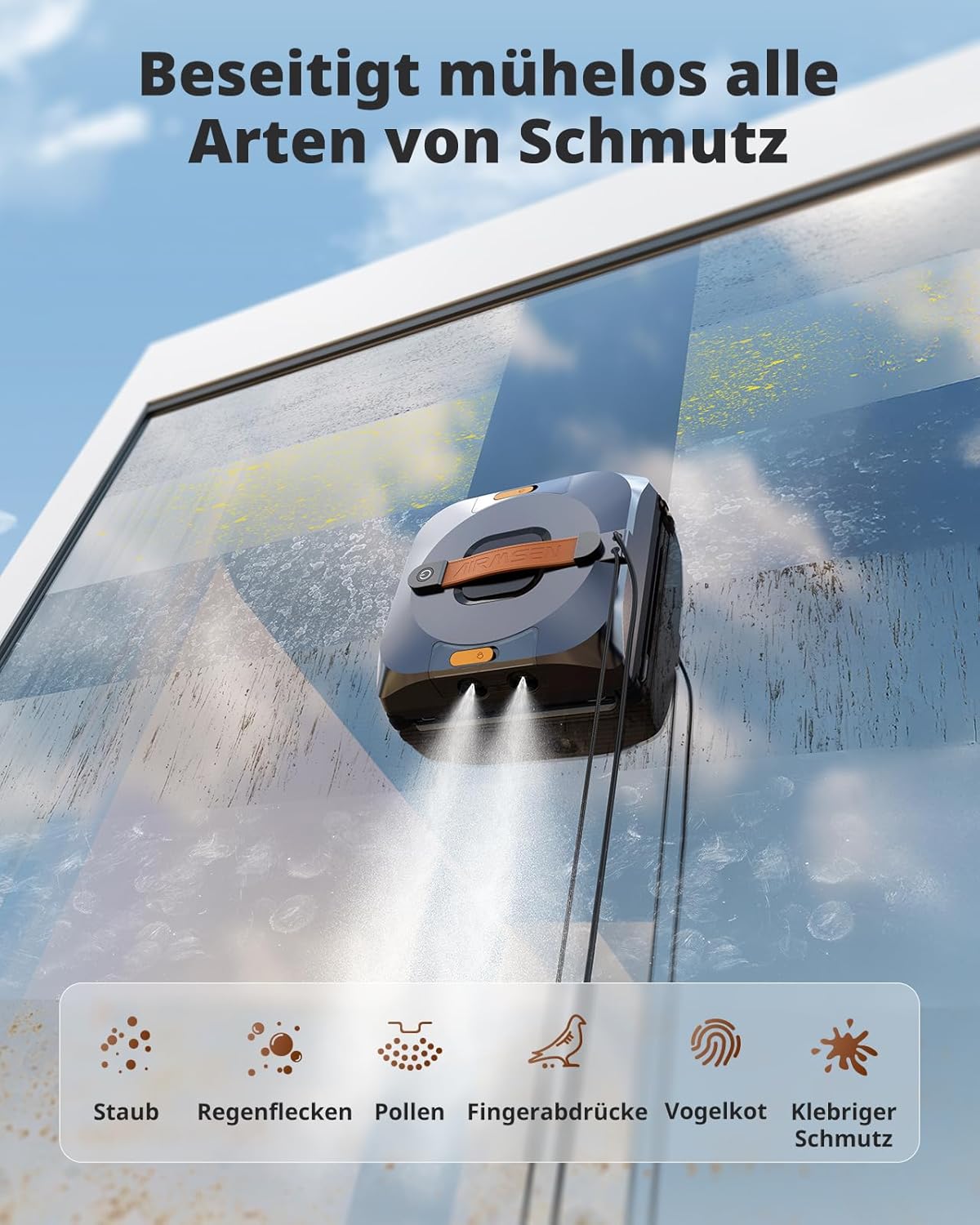 Window Cleaning Robot 3500Pa, Automatic Path Planning, Location Memory, Edge Detection Technology