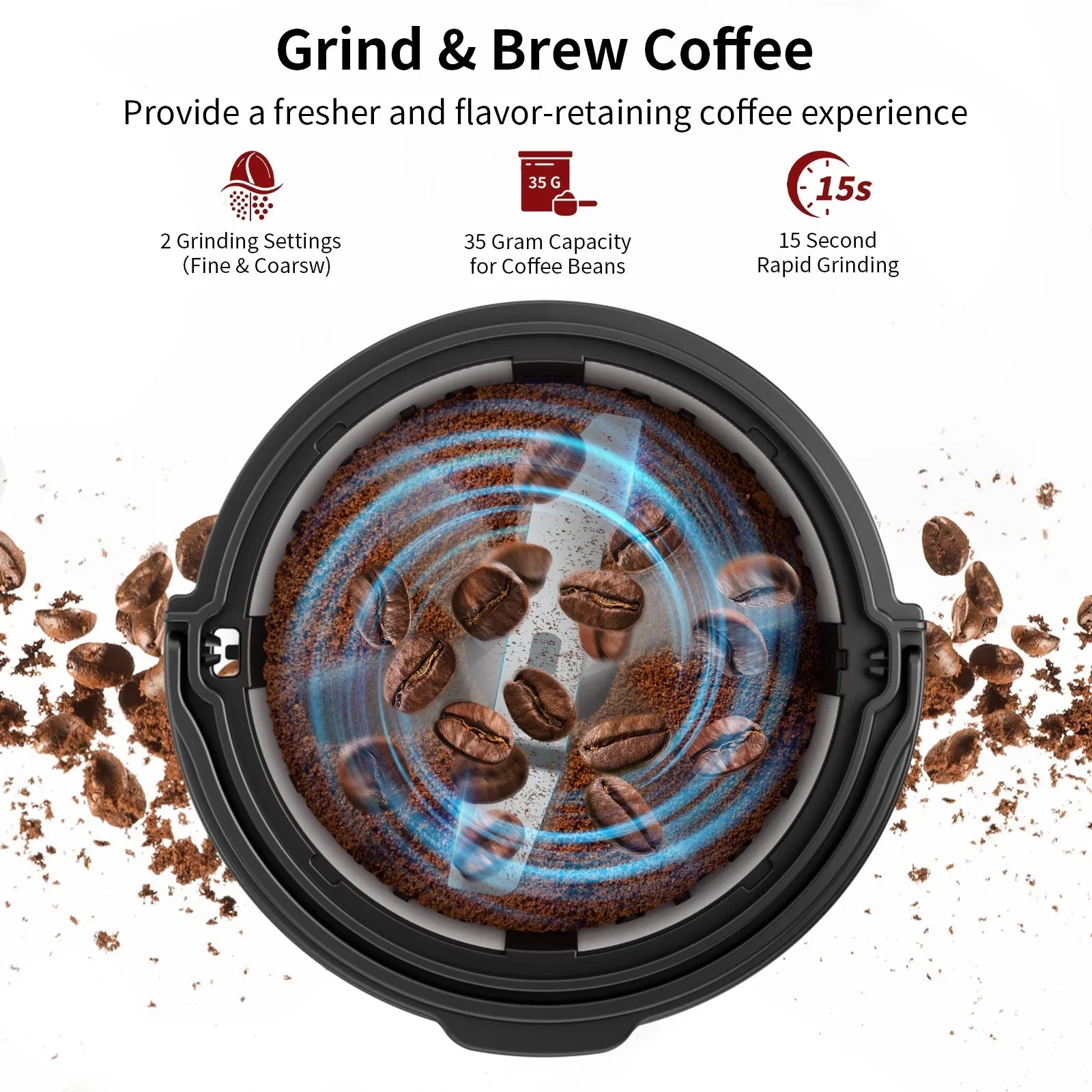 Cafetière individuelle avec broyeur intégré - Café en grains et moulu inclus - Mug de voyage inclus