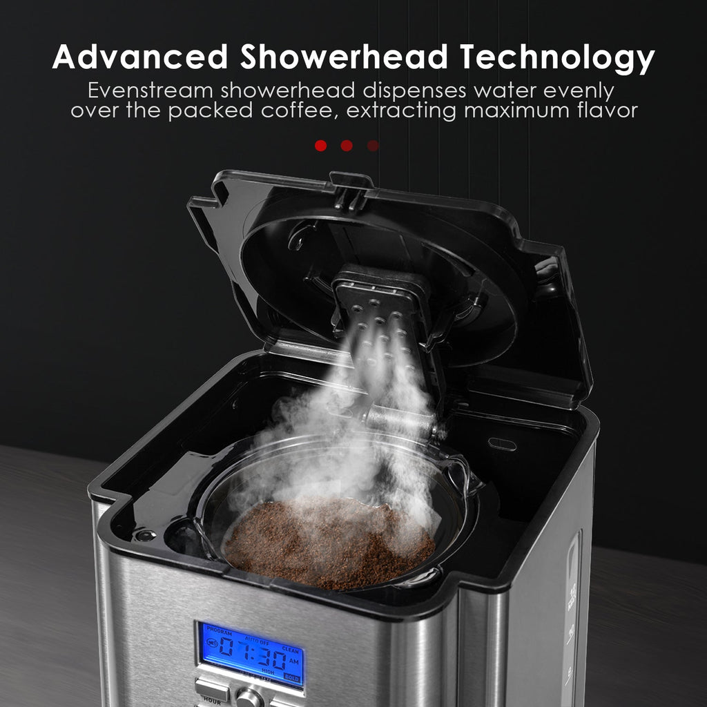 Drip Coffee Maker - 12 Cups Programmable, Stainless Steel