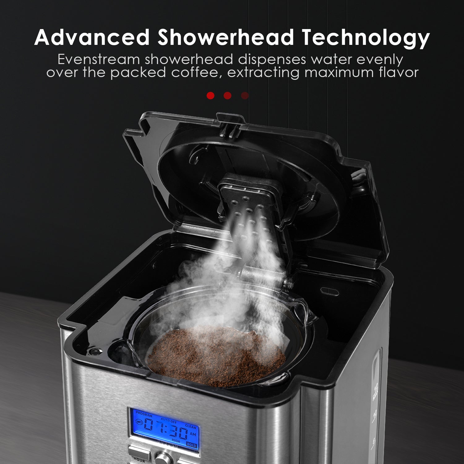 Cafetière à filtre programmable 12 tasses, acier inoxydable 