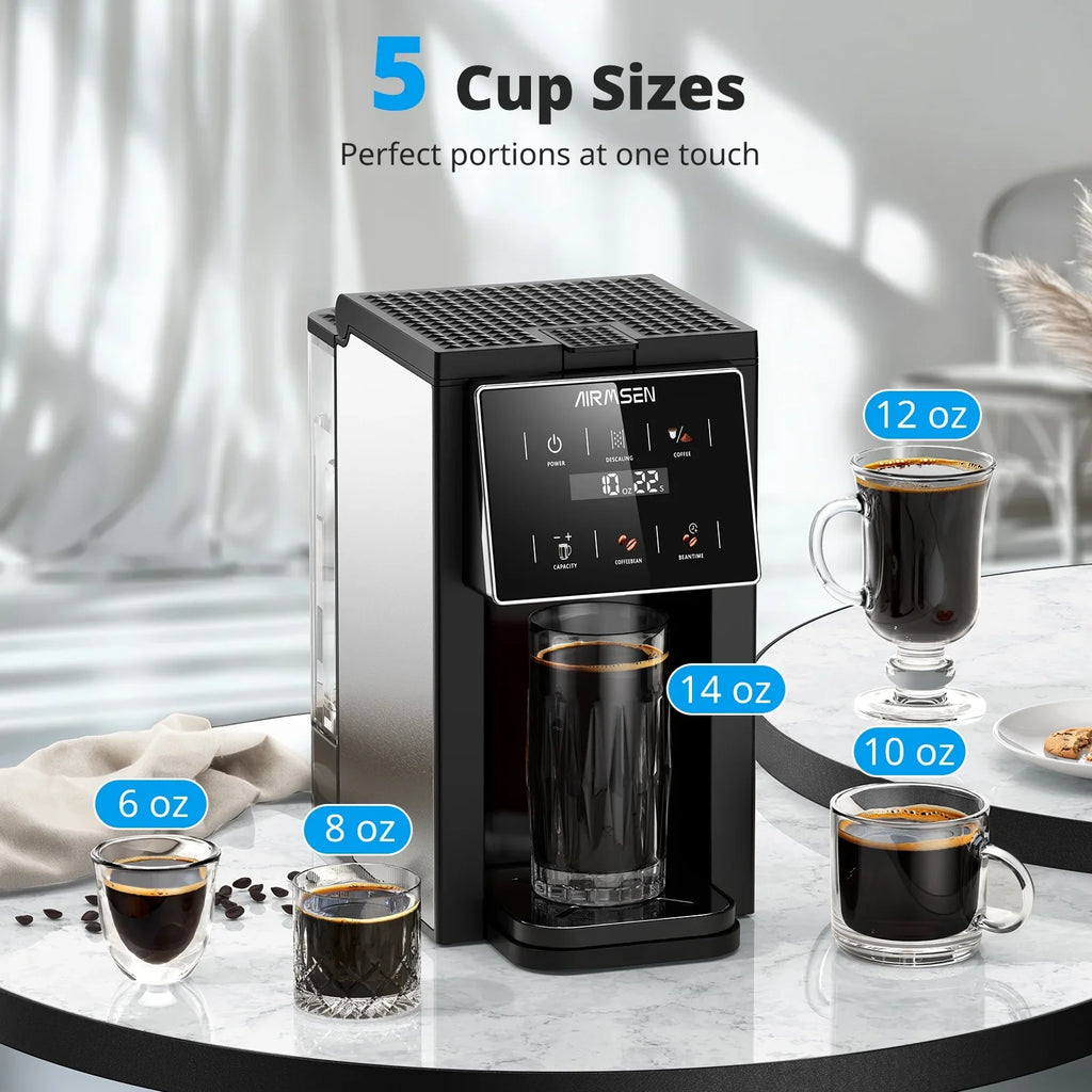 Single Serve Coffee Maker with Grinder - Grinder for K Pods, Ground Coffee, Teas