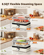 Glass Food Steamer for Cooking - 8.5QT Vegetable Steamer