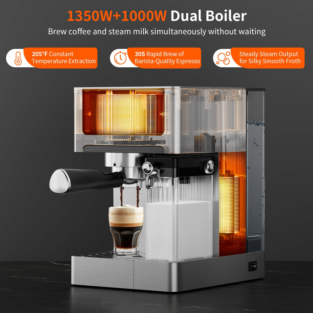 Espresso Machine with Color Touchscreen, 20 Bar Cappuccino Latte Machines with Automatic Milk Frother