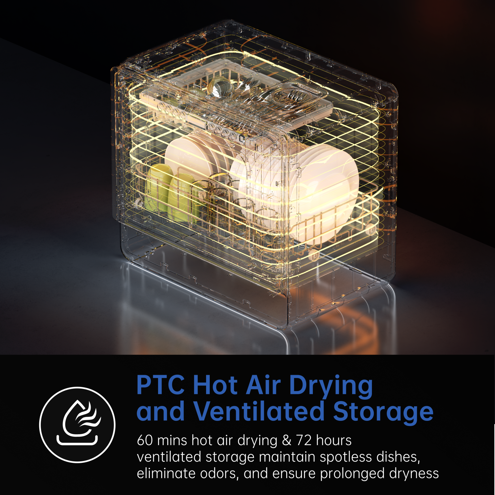 5-Place Settings Portable Countertop Dishwasher with 5L Built-in Water Tank, Ultra-Slim Dishwasher Upgrade 3 Spray Arms