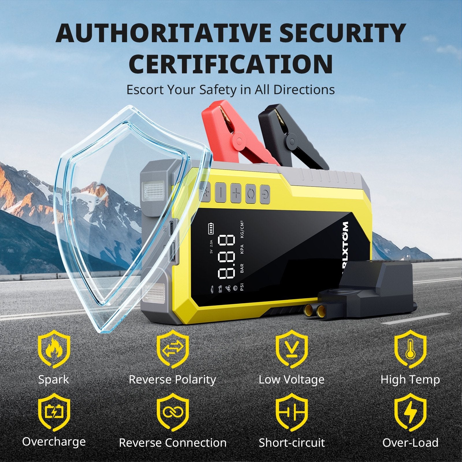 4500A Car Jump Starter with 190PSI Air Compressor, 88Wh Lithium Battery