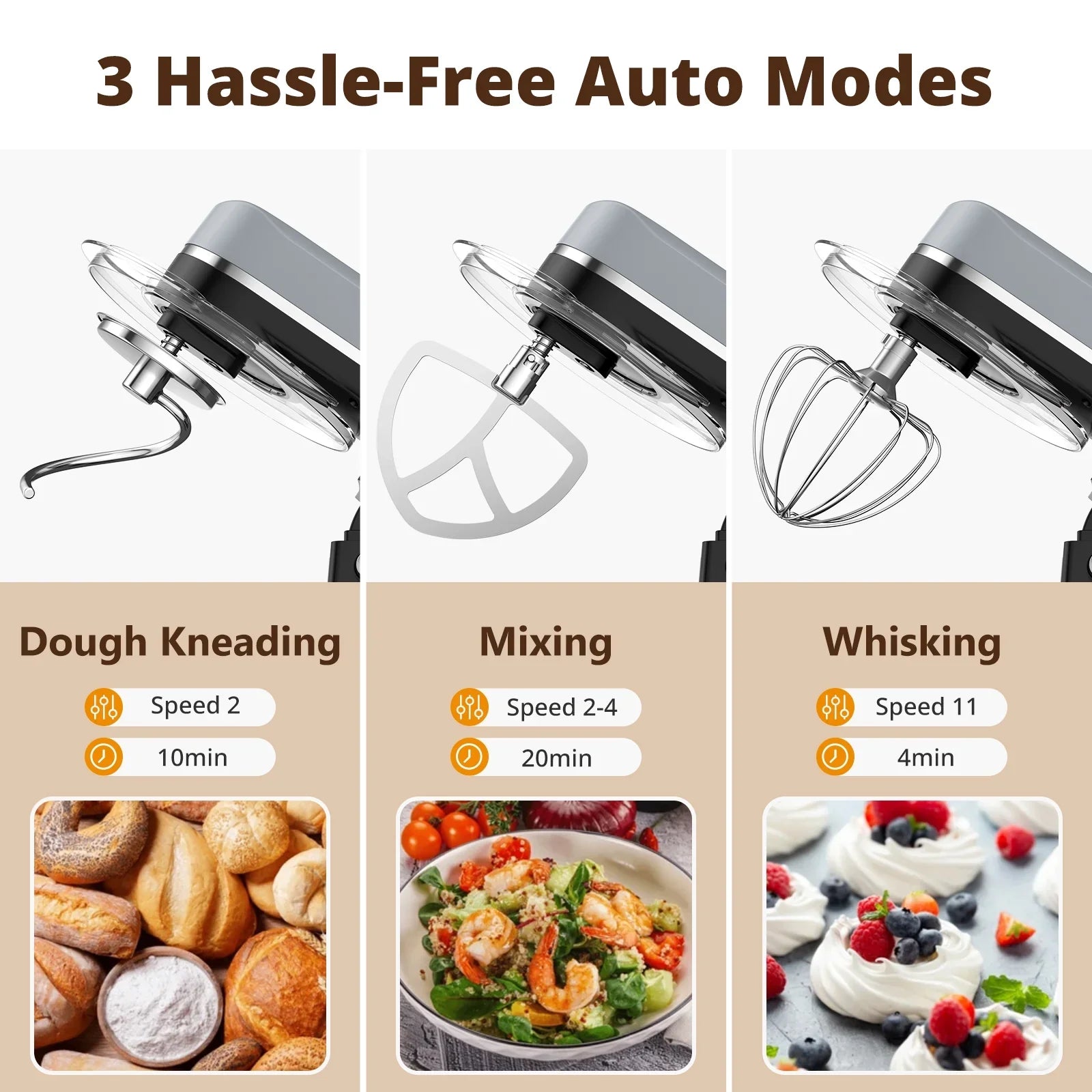 Stand Mixer with Timer, 11-Speed Electric Mixer for Kitchen, 5.5 QT Cake Mixer