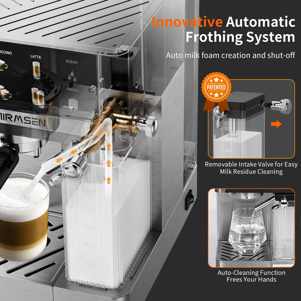 Espresso Machine with Color Touchscreen, 20 Bar Cappuccino Latte Machines with Automatic Milk Frother