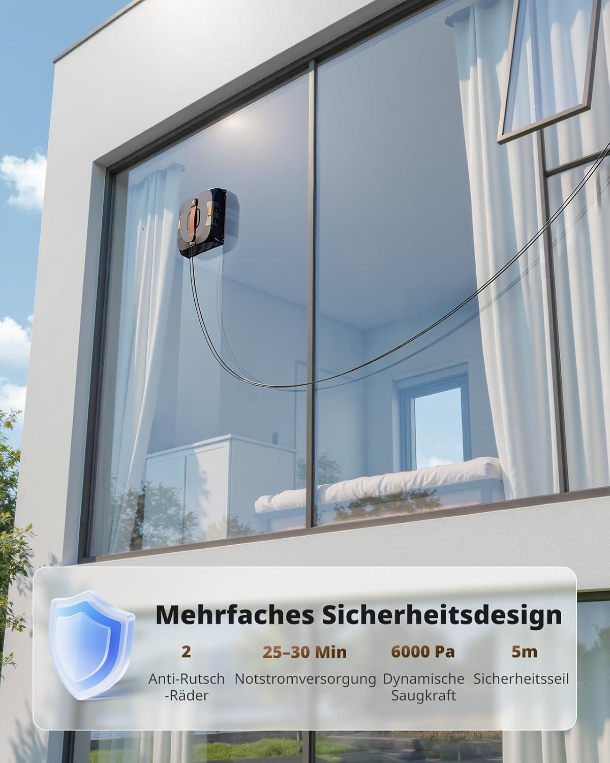 Window Cleaning Robot 3500Pa, Automatic Path Planning, Location Memory, Edge Detection Technology