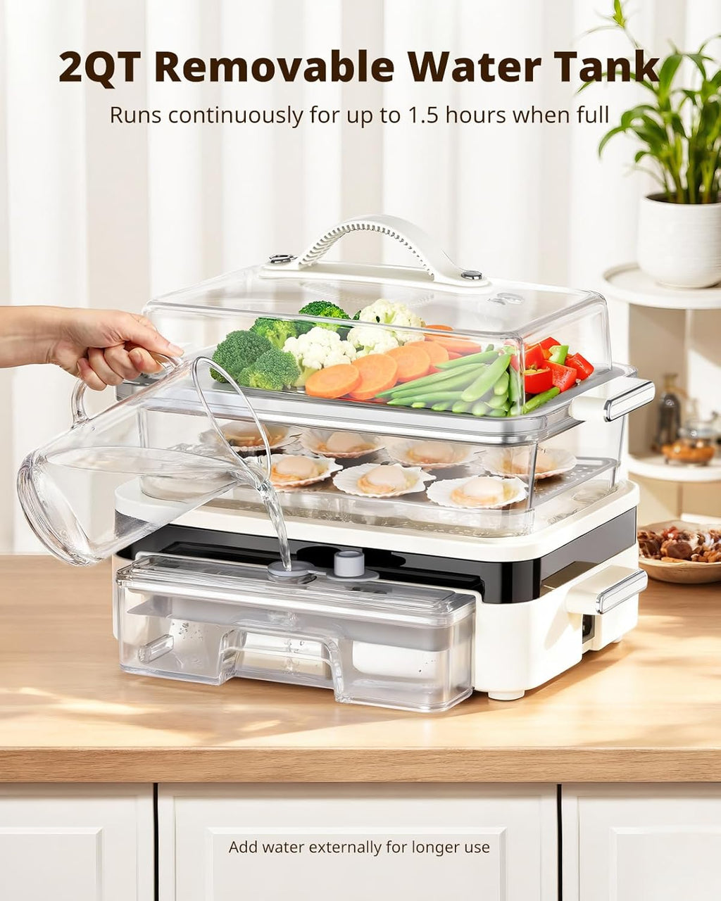 Glass Food Steamer for Cooking - 8.5QT Vegetable Steamer