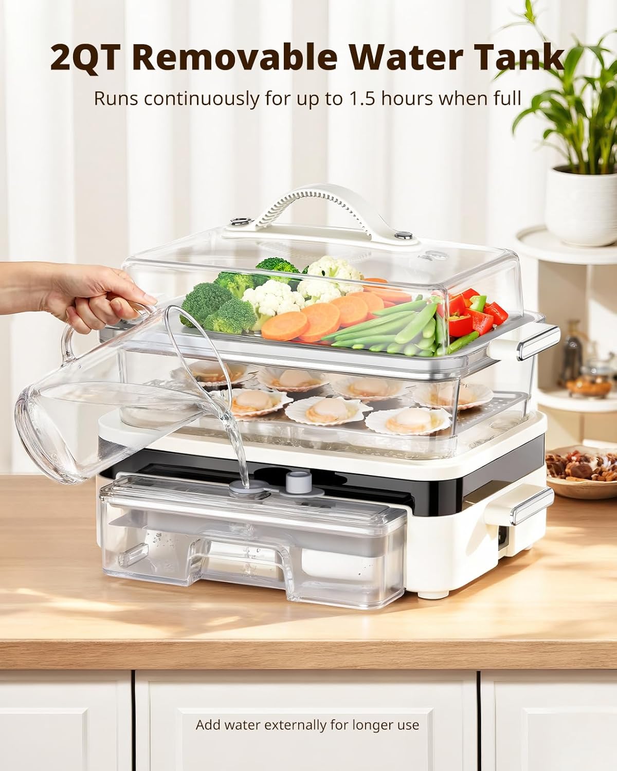 Glass Food Steamer for Cooking - 8.5QT Vegetable Steamer