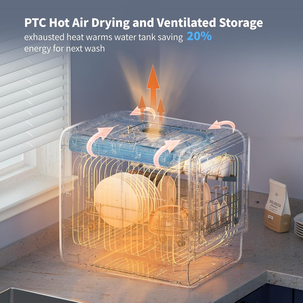 Portable Countertop Dishwasher with Built-in Water Tank, 3 Place Settings