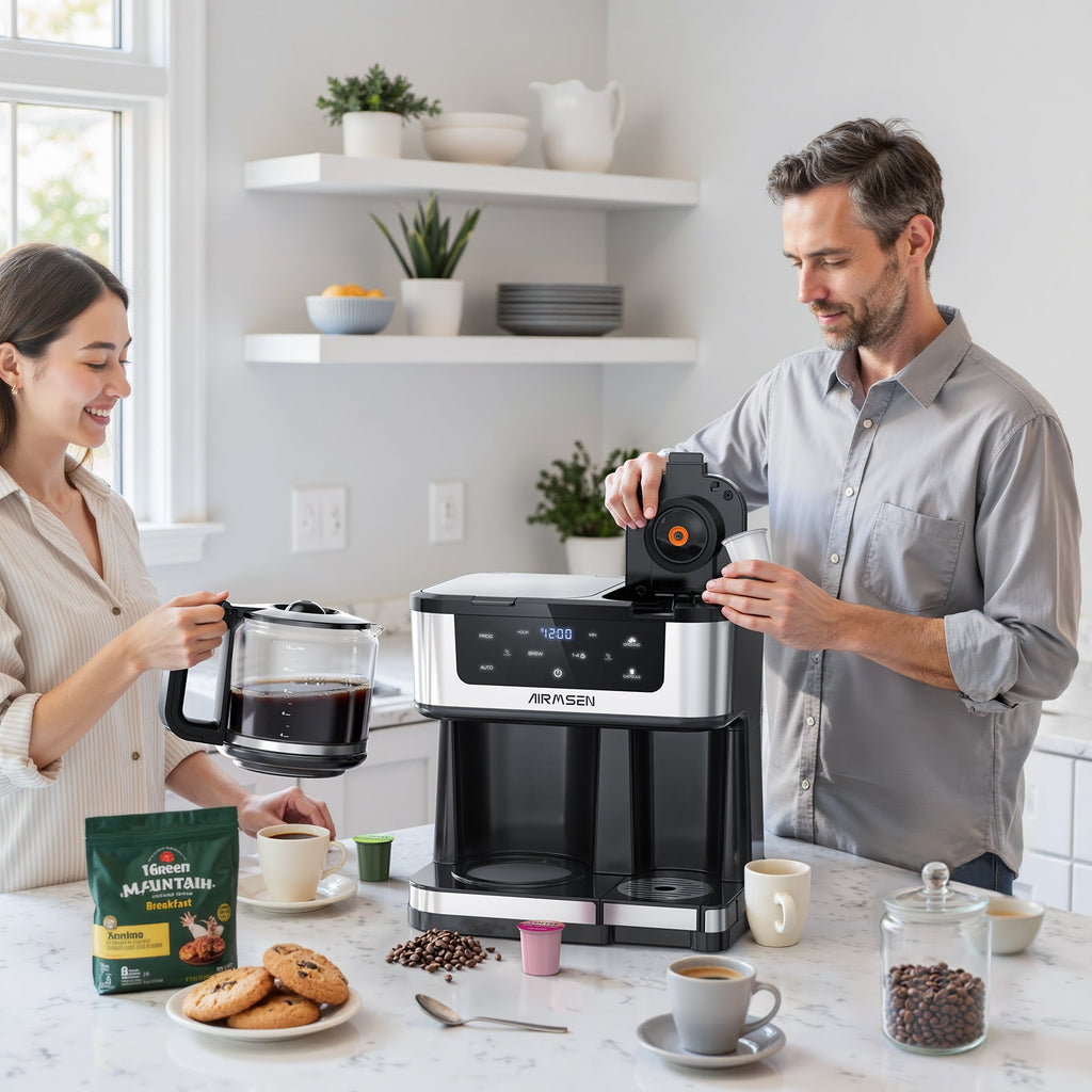 12-Cup Drip Coffee Maker with K Cup Combo, Programmable Coffee Machine, Single Serve or Coffee Pot