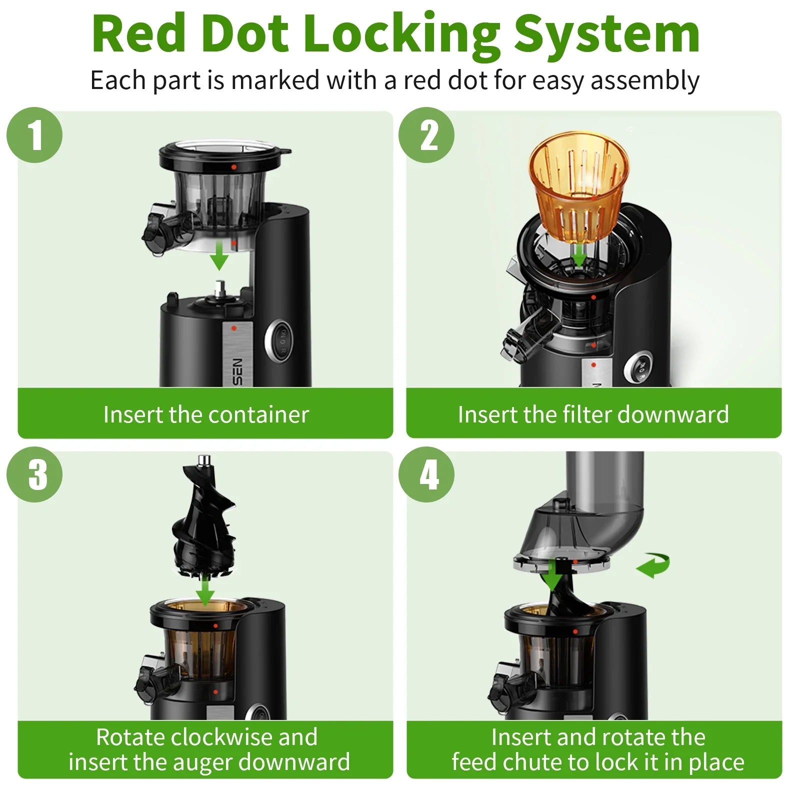 Cold Press Juicer Machine with Big Wide 82mm Chute, BPA-Free