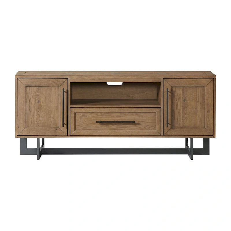 Eden 70 Wide Media Console with Open Center Drawer, Rustic Dune
