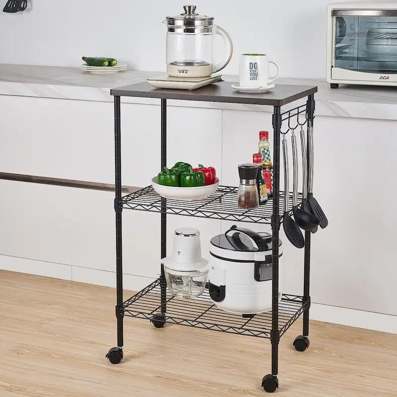 3-Tier Kitchen Utility Cart Black