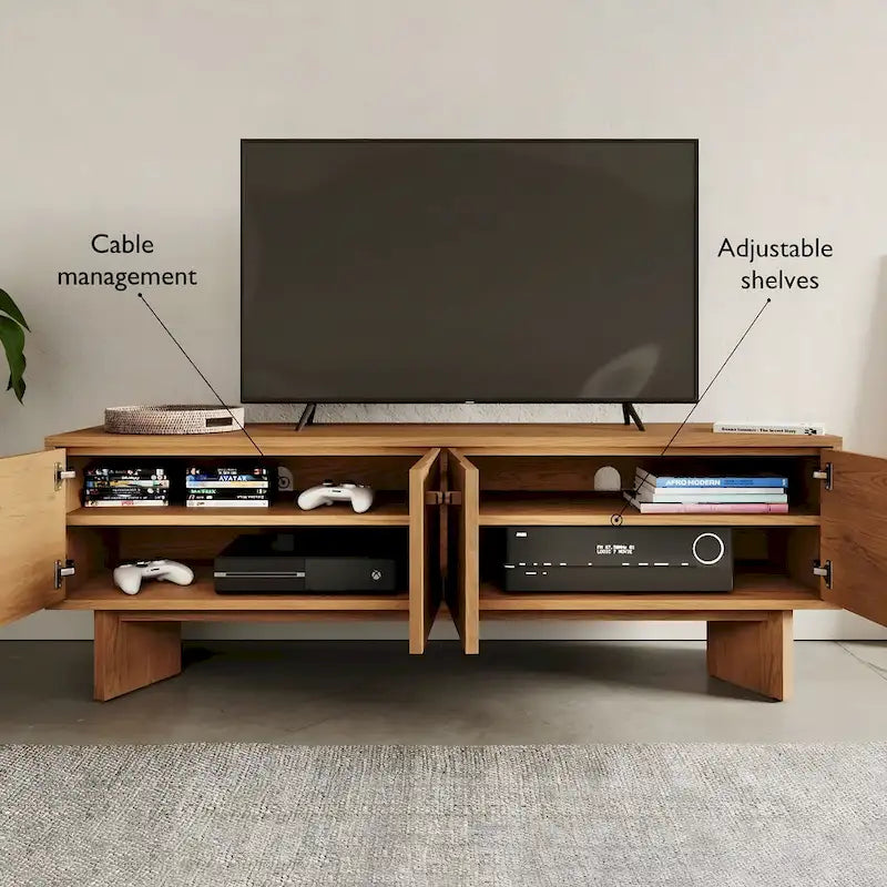 Studio London Oak Wood Zahra TV Stand for Wooden Entertainment Center
