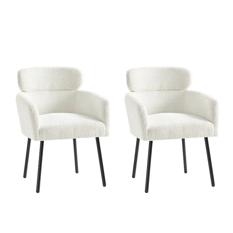 Amos Modern Boucle Dining Chair with Adjustment Feet Set of 2 by HULALA HOME