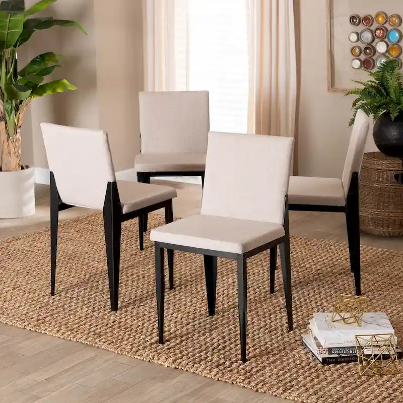 Bishop Industrial Fabric and Metal 4-Piece Dining Chair Set