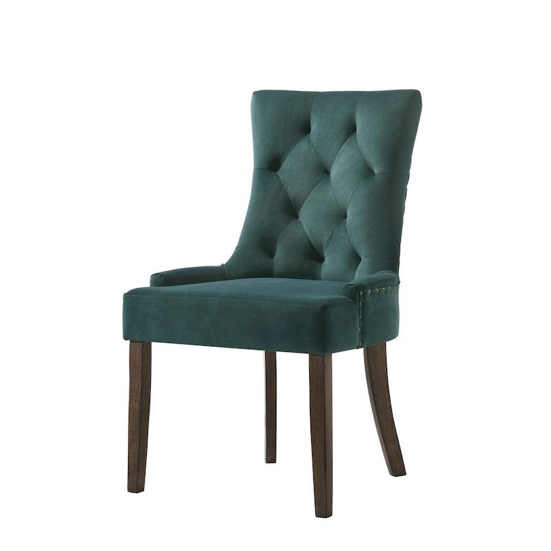 Side Chair, Green Velvet & Espresso Finish