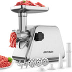 Stainless Steel Meat Grinder, Electric 3 in 1 Meat Mincer with 2 Blades & 3 Plates, Sausage & Kubbe Maker Kit