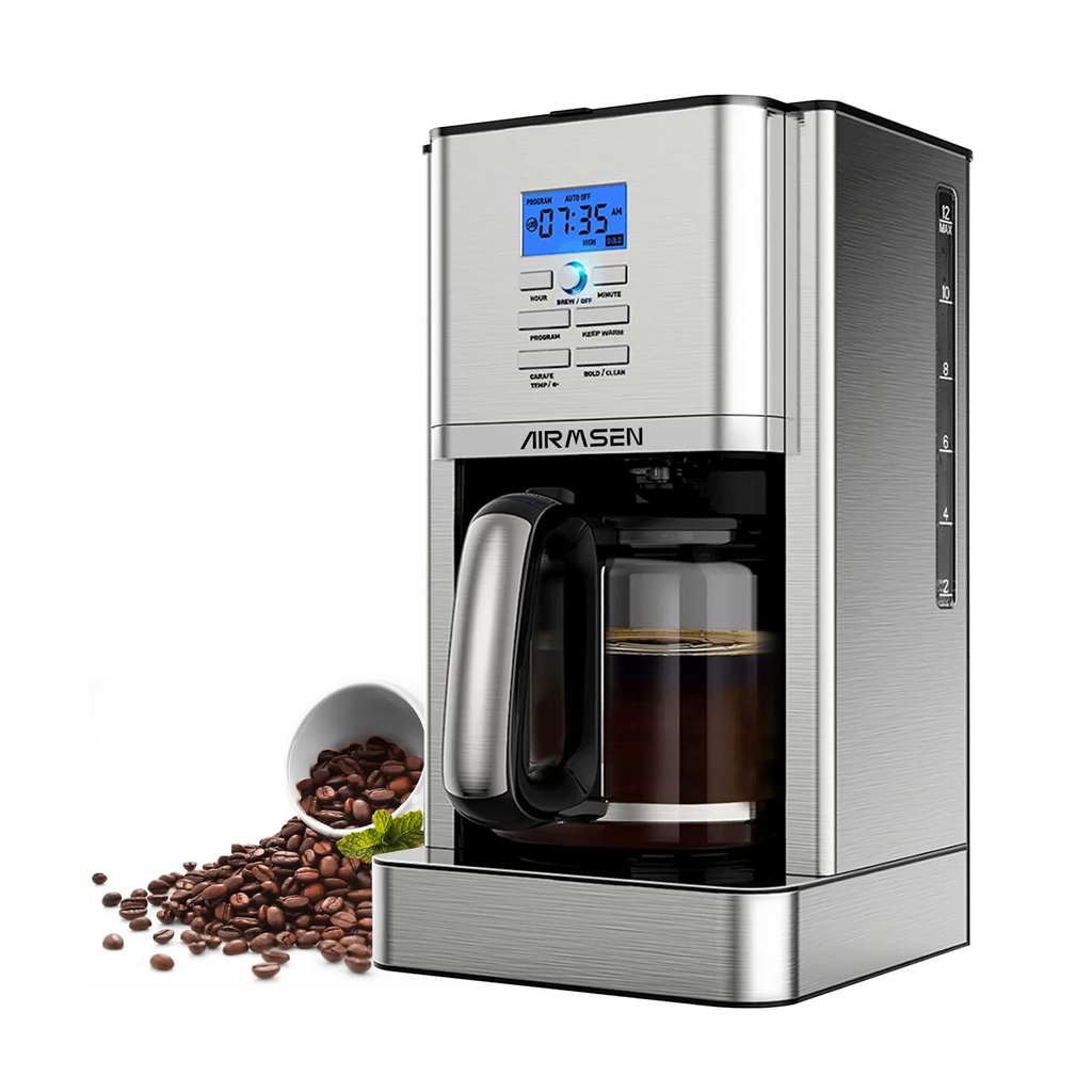 Drip Coffee Maker - 12 Cups Programmable, Stainless Steel