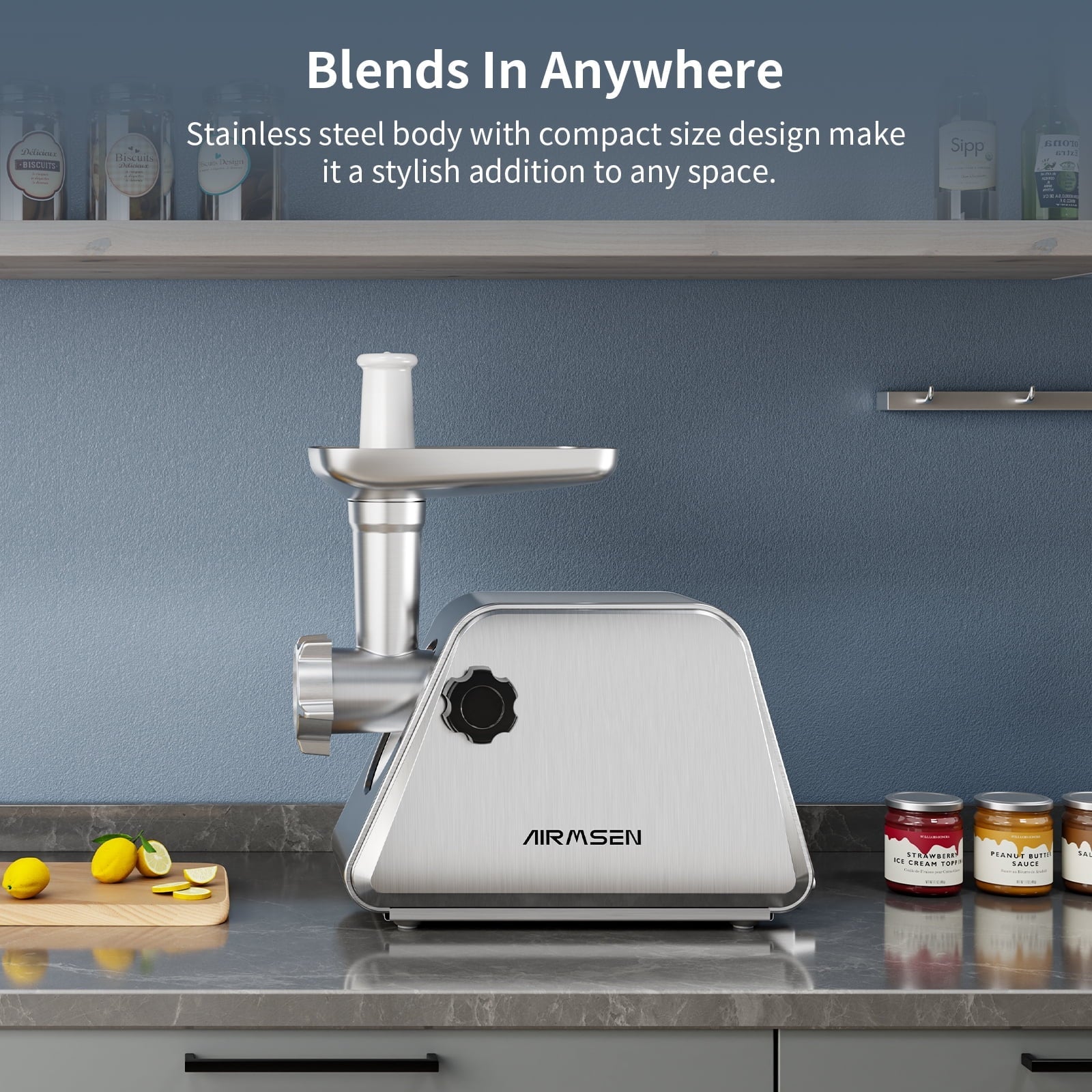 Stainless Steel Meat Grinder, Electric 3 in 1 Meat Mincer with 2 Blades & 3 Plates, Sausage & Kubbe Maker Kit