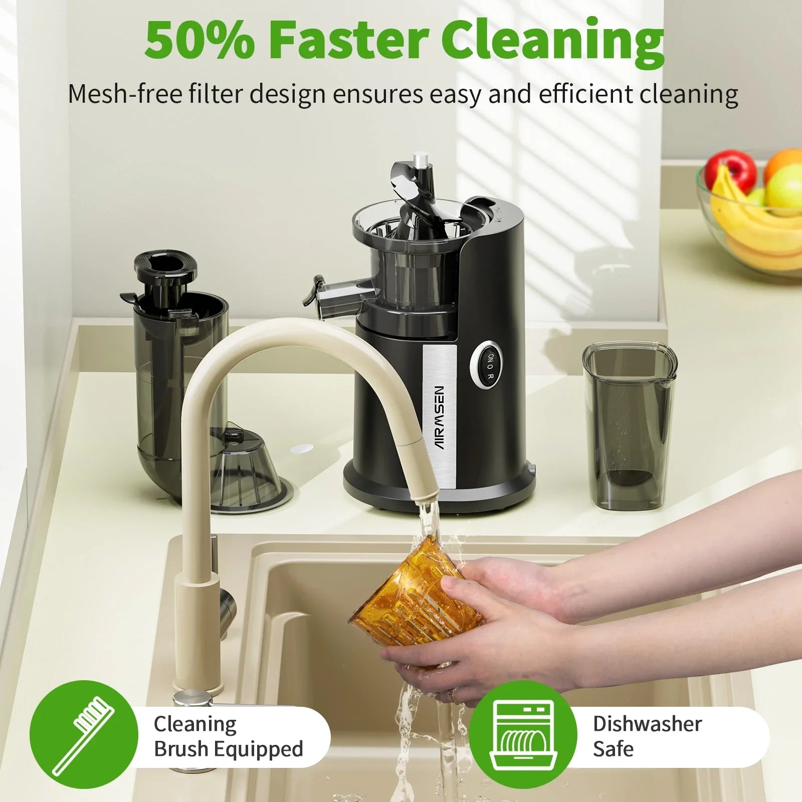 Cold Press Juicer Machine with Big Wide 82mm Chute, BPA-Free